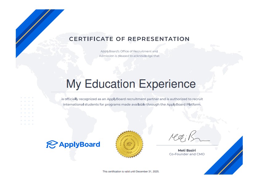 Certificate of Representation - ApplyBoard