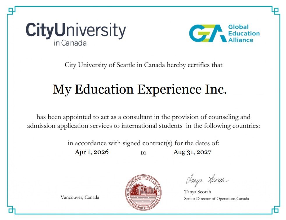 Certificate of Representation - City University of Seattle
